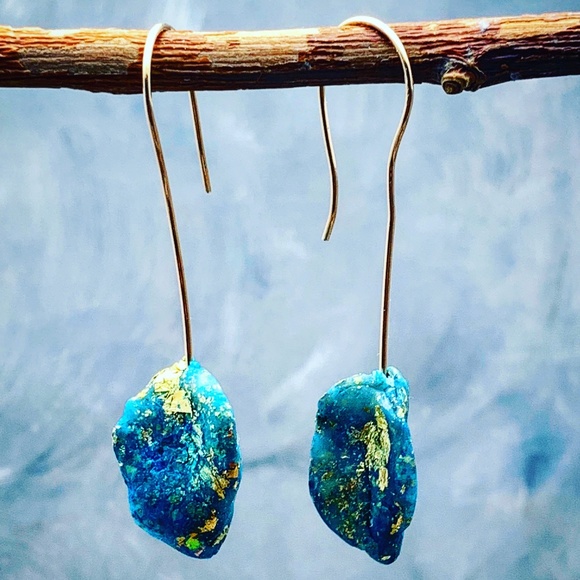 Matana Jewelry - Handmade pods earrings with gold leaf Mokume Gane